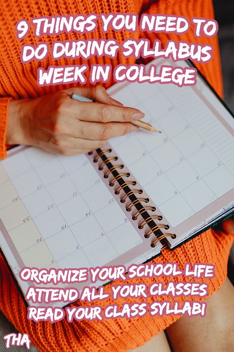 Syllabus week is an important time for many students. It is a great time to get adjusted to your class schedule, get ahead on upcoming work, and check out things like financial aid to make sure you are on track for the semester. Check out this list of 9 things you need to do during syllabus week. #CollegeLife #Syllabus #SyllabusWeek Time Management College Student, Girl College Dorms, Class Syllabus, Perfect Student, Study Goals, Grants For College, College Checklist, College Resources, Study Hacks