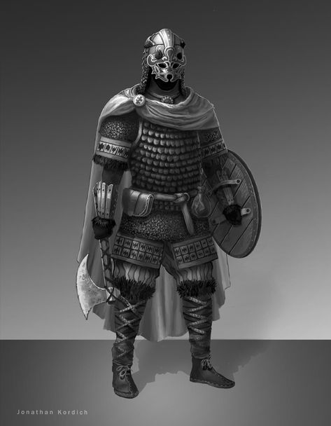 Fenrir Varangian Guard, Jonathan Kordich on ArtStation at https://www.artstation.com/artwork/Dxnl8E Varangian Guard, Viking Armor, Historical Warriors, A Knight's Tale, Norse Myth, Historical Armor, Battle Armor, Fiction Idea, 다크 판타지