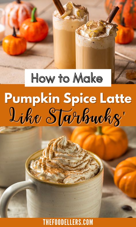 Discover how to make the perfect pumpkin spice latte at home with our easy-to-follow recipe. Using simple ingredients like real pumpkin puree, aromatic spices, and your favorite milk, this homemade version is both healthier and more affordable than store-bought. Learn the tips and tricks to create a rich, flavorful latte that's perfect for cozy autumn mornings or any time you crave that classic pumpkin spice taste. Starbucks Copycat Pumpkin Spice Latte, Diy Pumpkin Latte, How To Make A Pumpkin Spice Latte, Starbucks Pumpkin Spice Latte Recipe, How To Make Pumpkin Spice Latte, How To Make Latte At Home, Pumpkin Chai Latte Starbucks, Hot Latte Recipe, Fall Latte Recipes