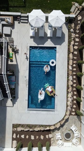 Elise Hunter | DIY & HOME on Instagram: "The pool is finished!!!!🎉 We can’t wait to enjoy it all summer long ☀️ Our pool is a @lathampool fiberglass pool, style Corinthian 14 in the color ocean G3. We love it SO much! It’s gorgeous, easy to clean, not rough on the skin and will last as a lifetime!! @premierpoolsandspas installed our pool and we just can’t say enough great things about them!💙 Thank you for following this backyard makeover journey with us! #backyardmakeover #fiberglasspool #back 14x28 Inground Pool Rectangle, Rectangle Pool Ideas Inground, 30x15 Pool, Corinthian 16 Fiberglass Pool, Rectangle Pool With Pool House, Latham Corinthian Pool 16, Rectangle Fiberglass Pool Ideas, Sports Pool Design, Fiberglass Pool Ideas Backyards