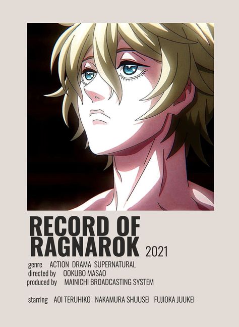 Record of Ragnarok minimalist anime poster // @cloudycindy template used :) Records Of Ragnarok, Record Of Ragnarok Wallpaper, Record Of Ragnarok Anime, Best Animes To Watch, Minimalist Anime Poster, List Anime, Genre Posters, Minimalist Anime, Ragnarok Anime