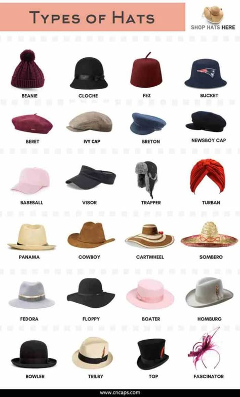 Types Of Caps For Women, Headgear Fashion Illustration, Wool Fedora Hat Women Outfit, Headgear Sketches, Types Of Suits For Women, Vest Types, Headgear Fashion, Types Of Hats For Women, Topi Vintage