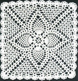 Square Pineapple Doily Free Crochet Square, Pineapple Doily, Crochet Pineapple, Granny Square Haken, Free Crochet Doily Patterns, Crochet Dollies, Pineapple Crochet, Crochet Blocks, Crochet Doily Patterns