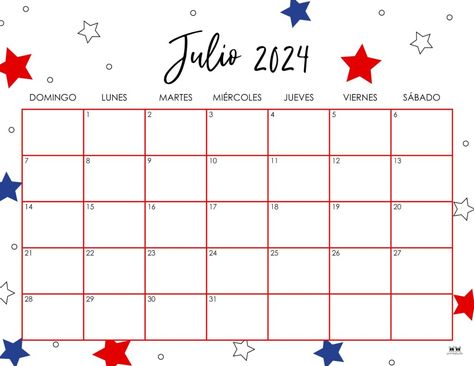 The dog days of summer are here and so are the endless activities and plans! Stay organized with one of 50 free July 2024 calendars! Print from home! Calendar 2023 July, July 2023 Calendar Printable, July Calendar 2023 Aesthetic, Calander Printable, July Calendar 2023, American Flag Coloring Page, Printable Calendar Design, Calendar With Week Numbers, Teacher Door Decorations