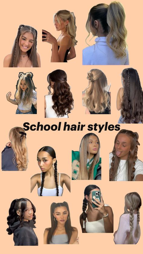 Hope this gives you ideas School Hair Styles, Long Hairstyle Ideas, Cute Sporty Hairstyles, Preppy Hairstyles, Hairstyle Examples, Cute Hairstyles For School, Easy Hairstyles For Thick Hair, Hair Inspiration Long, Dress Elegant Long