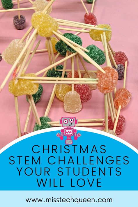 Keep your students engaged and focused with these Christmas STEM challenge activities! Students will have lots of energy to spare this winter season, so give them some hands on challenges to keep their brains excited and focused. These Winter and Christmas STEM activities include challenges such as building, testing and problem solving. Students will love using creativity and problem solving to solve these Christmas STEM challenges. #STEM #Christmas #math #science Toddler Christmas Stem Activities, Christmas Stem Challenges Elementary, Christmas Themed Stem Activities, Christmas Crafts For Upper Elementary Students, Christmas Stem For Kindergarten, Stem Gingerbread House, Elementary Christmas Games, Winter Crafts For Elementary Students, Christmas Classroom Activities 3rd Grade