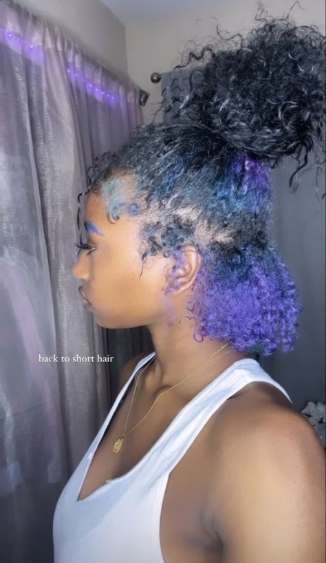 Waste Beads, Purple Natural Hair, Blue Natural Hair, Dyed Hairstyles, Peekaboo Hair Colors, Hair Stripes, Skunk Stripe, Girl Hair Colors, Peekaboo Hair