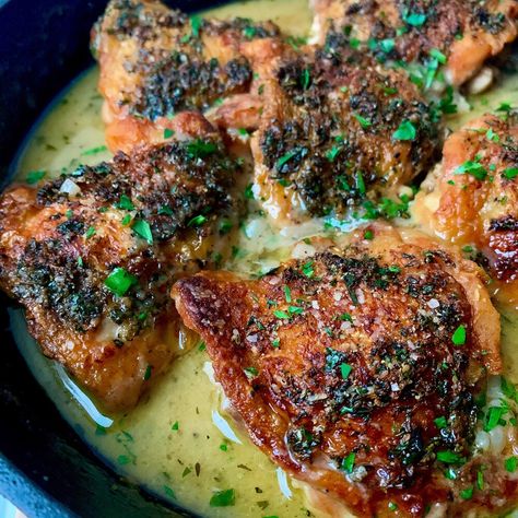 Crispy Herb Braised Chicken Thighs — Dining by Kelly Favorite Chicken Recipes, Braised Chicken Recipes, Silver Palate Cookbook, Chicken Marbella, Silver Palate, Braised Chicken Thighs, Roasted Chicken Thighs, Favorite Recipes Chicken, Braised Chicken