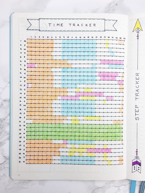 6 Awesome Bullet Journal Time Trackers - Sheena of the Journal Bullet Journal Time Tracker, Hours Tracker, Bullet Journal Headers, Habit Tracker Bullet Journal, Bullet Journal Tracker, Time Tracker, Bullet Journal Mood, Bujo Inspiration, Bullet Journal Layout