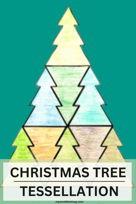 Christmas tree tessellation , stem project for kids, math art, steam activity, tessellation, holiday stem activity Christmas Geometry Activities, Christmas Geometry, Math Stem Activities, Christmas Stem Activities, Stem Activity For Kids, Tree Mosaic, Holiday Math, Christmas Stem, Christmas Tree Template