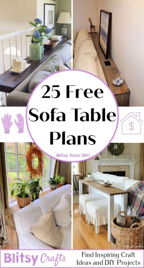 25 DIY Sofa Table Plans to Build your own Behind Couch Table Style Sofa Table Against Wall, Coach Table Behind The, Slim Sofa Table Behind Couch Diy, How To Build A Sofa Table Behind Couch, Diy Narrow Sofa Table Behind Couch, Farmhouse Sofa Table Diy, Small Sofa Table Behind Couch, Sofa Table Under Window, Sofa Tables Against Wall