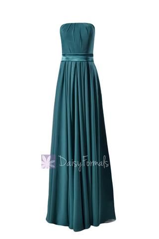 Charming Strapless Chiffon Bridesmaid Dress Long Dark Teal Evening Dress(BM7893) Teal Bridesmaids, Chiffon Bridesmaid Dress Long, Teal Bridesmaid Dresses, Chiffon Bridesmaid Dress, Light Teal, Long Bridesmaid Dresses, Bridesmaids Dresses, Wedding Dress Inspiration, Chiffon Bridesmaid