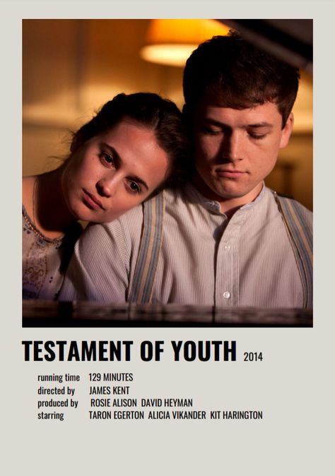 Testament Of Youth Movie, Testament Of Youth, Polaroid Movie Poster, Romcom Movies, Most Paused Movie Scenes, Night Film, Movie To Watch List, Girly Movies, Inspirational Movies