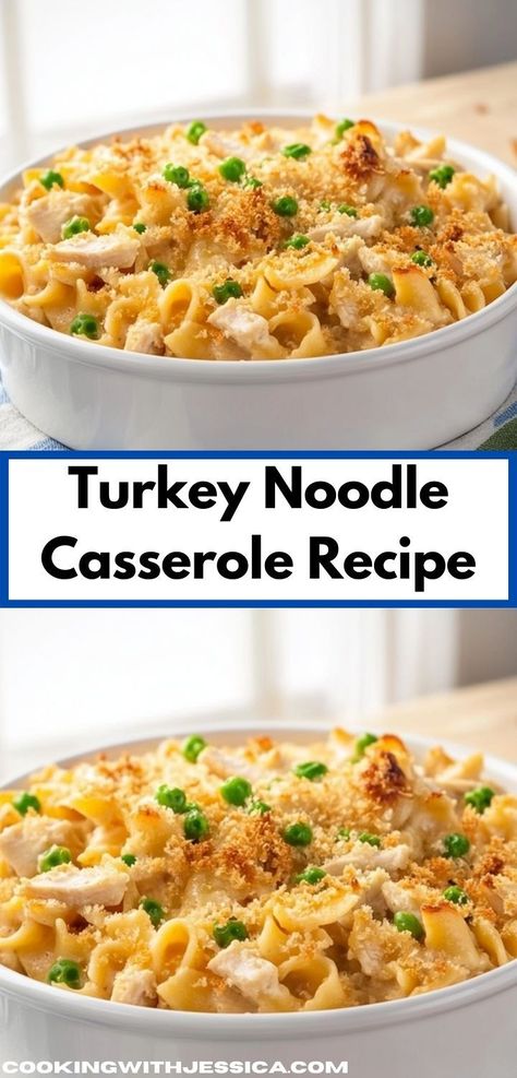 Need a quick and delicious dinner option? Discover this Turkey Noodle Casserole, featuring simple ingredients and minimal prep time. It’s a family-friendly casserole recipe that’s sure to become a weeknight favorite. Turkey And Noodles Recipe, Quick Casserole Recipes, Ground Turkey Casserole, Turkey Noodle Casserole, Turkey Casserole Recipe, Leftover Turkey Casserole, Noodle Casserole Recipes, Yummy Casserole Recipes, Thanksgiving Food Sides