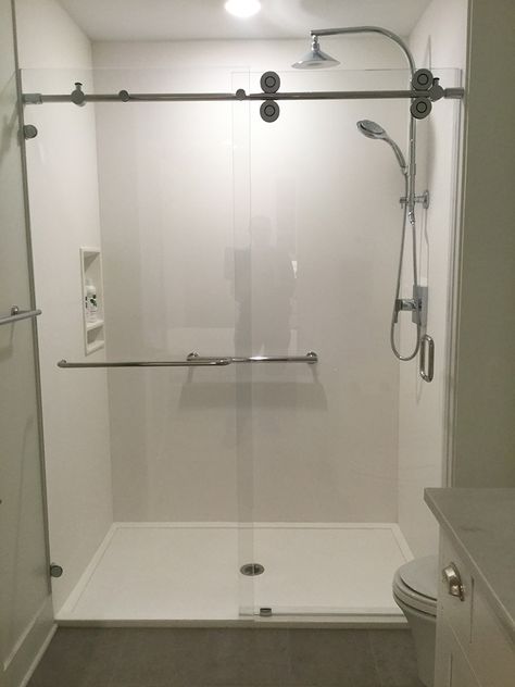 Cultured Marble Shower Walls, Cultured Marble Shower, Granite Shower, Shower Pans And Bases, Marble Shower Walls, Condo Bathroom, Master Baths, Shower Inserts, Marble Showers