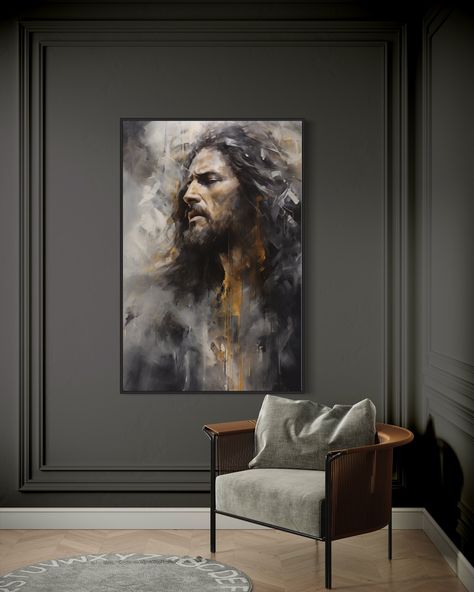 "Embrace the divine presence of Jesus Christ with our awe-inspiring Jesus Christ Wall Art. This exquisite abstract painting on an extra-large canvas print beautifully captures the essence of the beloved Christian figure, radiating love, compassion, and spiritual guidance. Whether framed or unframed, this ready-to-hang Christian religious wall art brings a sacred touch to any space, filling it with a sense of faith and reverence. Allow the divine aura of Jesus Christ to grace your surroundings, creating a sacred ambiance filled with the profound teachings and eternal love of Christianity. USA AND EUROPE: All Canvases and all frames will ship from your own continent! USA orders are fulfilled in USA, Europe orders are fulfilled in Europe. CANADA: Oak, Gold, Silver, White and Walnut frames wil Abstract Christian Art, Jesus Christ Portrait, Christ Artwork, Abstract Painting Canvas, Religious Wall Art, Art Abstract Painting, Extra Large Canvas, Jesus Christus, Visual Display