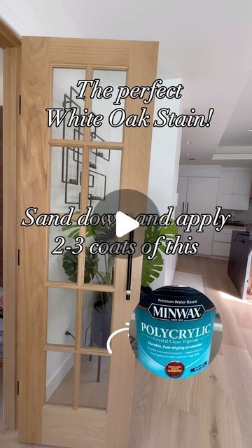 OneSqFtATime | Home & Lifestyle on Instagram: "This stain preserves the natural look of the white oak and does not require any mix or combination of multiple stains/colors.   Easily available and a very economical alternative.   FYI - Our doors are white oak   #whiteoakstain #whiteoak #unfinisheddoor #frenchdoor #newhomeconstruction #ourbuildingjourney #frombuildtobuilt #homebuildingjourney #homebuildingandrenovating #renovating #onesqftatatime #officeroom #homebuilding #frombuildtobuilt #homebuild #makingourhouseahome #homerenovationideas" Interior Doors Natural Wood, Stained Interior Doors Farmhouse, Natural Wood Doors With White Trim, White Oak House Interior, Weathered Oak Stain On White Oak Cabinets, White Oak Baseboards, Red Oak To Look Like White Oak, Interior Door Stain Colors, Painting Oak Doors