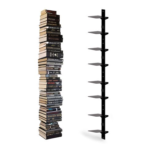 PRICES MAY VARY. Metal 【Unique Floating Shelves】: Transform your space with the enchanting illusion of our invisible floating book shelf for wall, designed to make your cherished books and decor items appear as if they're gracefully floating. This eye-catching, whimsical feature adds a touch of magic and modernity to any room, captivating the gaze of all who enter. 【Space Saving Bookshelf 】: Effortlessly maximize your living space with the 8 tier vertical spine book tower, Each shelf measures 5. Rolling Book Shelves, Wall Shelves In Bedroom, Stacking Bookshelf, Bookshelves Small Space, Wavy Bookshelf, Creative Book Display, Funky Bookshelves, Unique Book Shelves, Book Collection Display