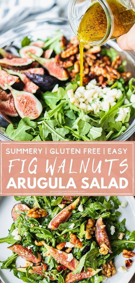 Fig Salad Recipes, Fig Salad, Fig Recipes, Walnut Salad, Fresh Figs, Snacks Saludables, Arugula Salad, Summer Salad, Healthy Salad Recipes