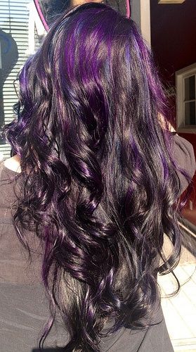 Pretty Hairstyles for Black Hair: Curls with Highlights Looking In The Mirror, Hairstyles For Black Hair, Purple Highlights, Black Hair With Highlights, Stunning Hairstyles, Hair Styles 2014, Funky Hairstyles, Hair Inspo Color, Love Hair