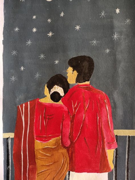 Anniversary Paintings For Parents, Anniversary Painting Ideas For Parents, Couple In Balcony, Anniversary Drawings For Parents, Mom Dad Anniversary Ideas, Anniversary Gift Ideas For Parents, Wedding Anniversary Gifts For Parents, Anniversary Photo Gift, Mom Dad Anniversary