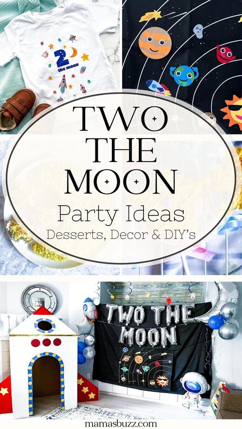 two the moon party Space 2nd Birthday, Two The Moon Party Games, Two The Moon Birthday Party Twins, Two The Moon Party Decorations, 2nd Birthday Moon Theme, Astronaut 2nd Birthday, Two The Moon And Back Birthday, Second Birthday Space Theme, Fly Me Two The Moon Birthday