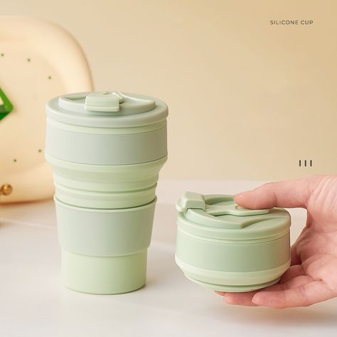 GIANXI Reusable Silicone Folding Cups With Lid For Camping 350ml 500ml Portable Collapsible Kitchen Event Booth, Travel Coffee Cup, Coffee Cup Design, Silicone Cups, Silicone Lid, Innovative Ideas, Iced Coffee Cup, Baddie Makeup, Unique Coffee Mugs