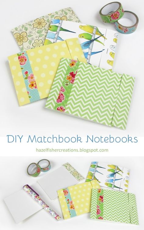 DIY Matchbook Notebooks tutorial by hazelfishercreations Diy Matchbook, Notepad Diy, Diy Pencil Holder, Post It Note Holders, Volunteer Gifts, Diy Pencil, Note Holders, Simple Craft, Mini Notebooks