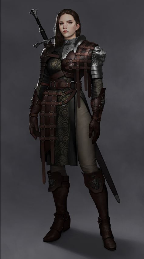 Medieval Mercenary, Medieval Woman, Female Armor, Armadura Medieval, Female Fighter, Female Knight, Female Soldier, Dungeons And Dragons Characters, Medieval Armor