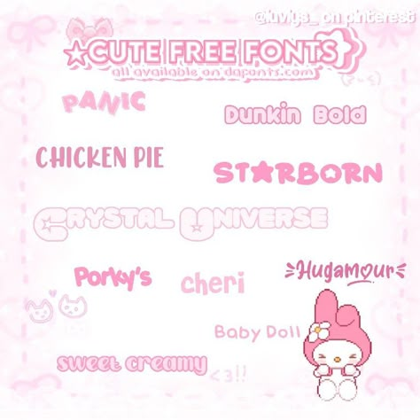 Cute Fonts Aesthetic, Font Cute Dafont, Sanrio Font, Cute Fonts On Dafont, Cute Dafont Fonts, Cute Fonts Dafont, Cute Free Fonts, Fonts Dafont, Dafont Fonts