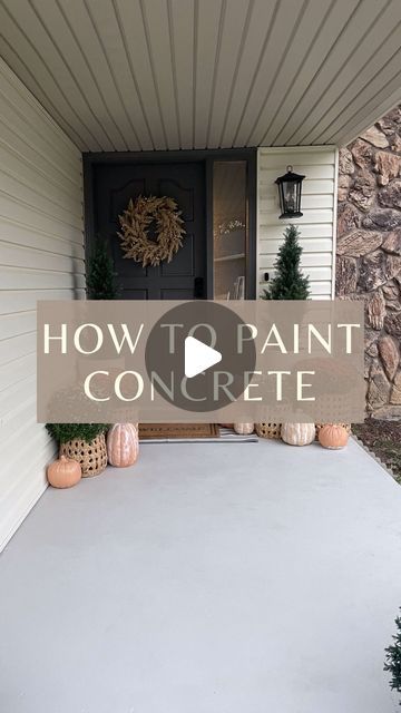 Crystel DIY & Design on Instagram: "Comment LINKS and I’ll send a full tutorial straight to your DMs!   As part of this front porch glow-up, I decided to give my old, worn concrete a quick and inexpensive refresh! I picked up some etching solution and patio/porch paint and in two hours time, I had a “brand new” front porch!   It has been about 9 months since this project, and it has held up great throughout the seasons. A quick spray down with the hose or power washer and it is back looking like new!  #concrete #beforeandafter #cleaning #doityourself #diy #porch #frontporch #project #paint #painting" Concrete Front Porch, Porch Paint, Painted Front Porches, Power Washer, Painted Concrete Porch, Concrete Porch, Painting Concrete, Concrete Patio, Patio Porch