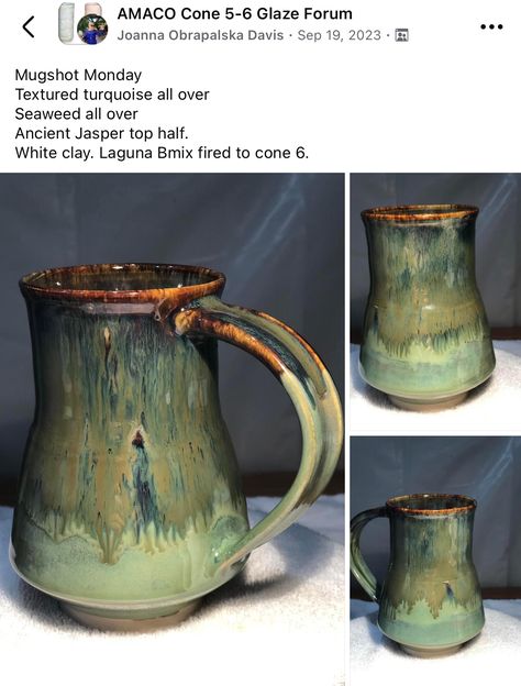 Green Glazes For Pottery, Rainforest Glaze Combinations, Brown Glaze Combinations, Green Glaze Combinations, Chum Plum Glaze Combinations, Pottery Glaze Combinations, Pottery Glaze Ideas Color Combos, Amaco Toasted Sage Glaze Combinations, Deep Olive Speckle Glaze Combinations