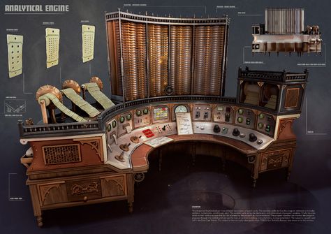 Analytical Engine, Difference Engine, Steampunk Office, Mechanical Computer, Steampunk Games, Charles Babbage, Punk Genres, Dnd World Map, Building Aesthetic