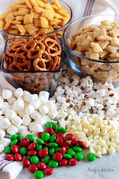 Chex Mix With Marshmallows, Rice And Corn Chex Recipes, Chex Mix With Popcorn, Holiday Chex Mix Recipes, Christmas Chex Mix Recipe, Ballpark Snacks, Popcorn Mix Recipes, Christmas Chex Mix, Salty Chex Mix