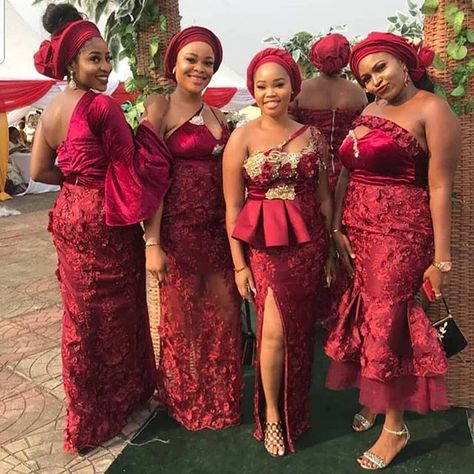 Image may contain: 4 people, people standing Asoebi Styles Lace, Ghana Weaving Styles, Mother And Child Pictures, Asoebi Lace Styles, Aso Ebi Lace, Aso Ebi Lace Styles, Styles Ankara, Wine Colored Dresses, African Fashion Skirts