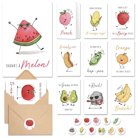 PRICES MAY VARY. 🥳 LAUGH OUT LOUD THANK YOU CARDS: Elevate your gratitude with our box of 20 funny thank you cards with envelopes, featuring 20 diverse designs. Each card is crafted to be blank inside, providing ample space for your heartfelt messages. Encased in complementary envelopes, these cute thank you cards with envelopes are ideal for brightening anyone's day with a personal touch and a dash of humor. 🥳 PERSONALIZE YOUR APPRECIATION: Our 4x6 inch thank you cards funny boast a clean, fo Thank You Funny Humor, Thank You Crafts, Thank You Cards Diy, Watercolor Thank You Cards, Cute Handmade Cards, Color Puns, Funny Thank You Cards, Teacher Cartoon, Funny Encouragement