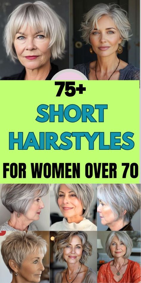 Thick hair? No worries! Explore bold and beautiful hairstyles for women over 70 with thick hair that are surprisingly easy to manage. These cuts will help you flaunt your natural volume and look stunning every day! #ThickHair #BoldStyles #HairstylesForWomenOver70 Short Haircuts No Styling, Hair Styles For Women Over 70 Fine Hair, Hairstyles For 80 Year Old Women, Short Hair For Older Women Over 60, Short Hair Cuts Thick Hair, Hairstyles For 70 Year Old Women, Short Haircuts For Women Over 60, Over 70 Hairstyles Older Women, Short Hairstyles For Women Over 60