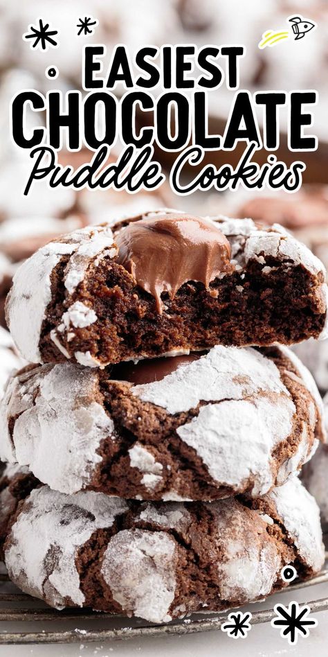 Hersheys Fudge Puddle Cookies, White Chocolate Pudding Cookies, Desserts With Hershey Kisses, Chocolate Puddles, Chocolate Pudding Cookies, Dark Chocolate Recipes, Xmas Baking, Best Chocolate Desserts, Family Desserts