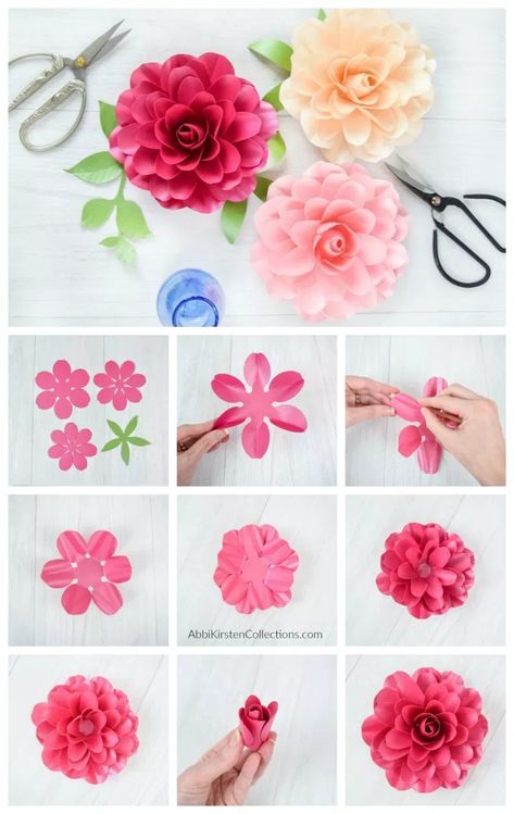 Easy DIY paper rose tutorial and templates. Paper Rose Template, Make Paper Flowers, Paper Flower Patterns, Fleurs Diy, Rose Tutorial, Paper Flower Crafts, Paper Flower Template, How To Make Paper Flowers, Paper Flowers Craft