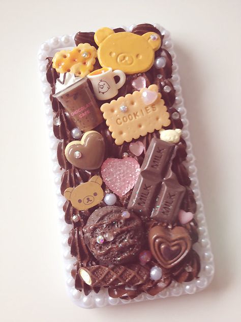 Diy Phone Cases Iphone, Choco Biscuit, Decoden Diy, Decoden Case, Decoden Phone Case, Kawaii Phone Case, Pretty Phone Cases, Cute Polymer Clay, Diy Phone