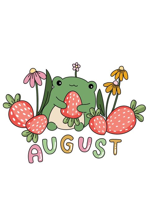 August Clipart Month Of, August Illustration Month, Journal Ideas To Print, Journal Ideas Sketch, August Calendar Ideas, August Journal Ideas, August Drawings, Month Drawings, August Doodles