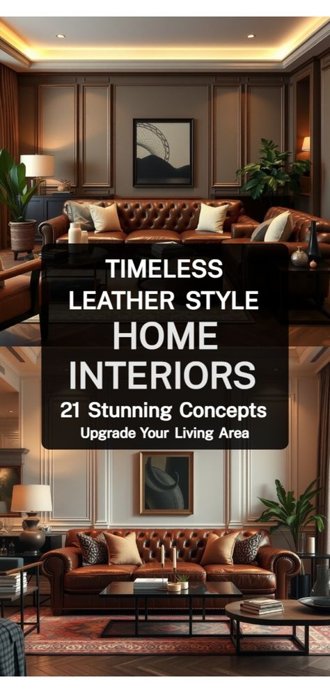 Leather couch Restoration Hardware Decor Ideas, Cognac Sofa Living Room Ideas, Farmhouse Living Room With Leather Couch, Cognac Leather Couch Living Room Decor, Interior Design Living Room Traditional, Restoration Hardware Decor, Front Room Decorating Ideas, Ralph Lauren Home Living Room, Dark Leather Couches