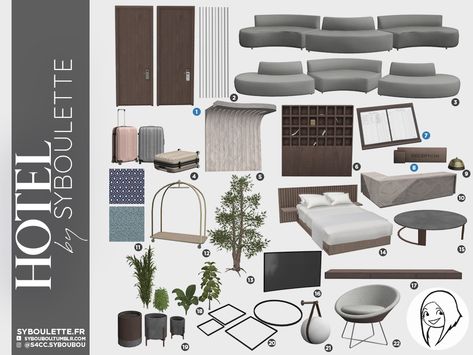 Hotel cc sims 4 1 Living Room Decor Modern Sofas, Sims 4 Cc Furniture Living Rooms, Sims 4 Beds, Mods Sims 4, Resource Furniture, Die Sims 4, Mod Furniture, Muebles Sims 4 Cc, Cc Furniture