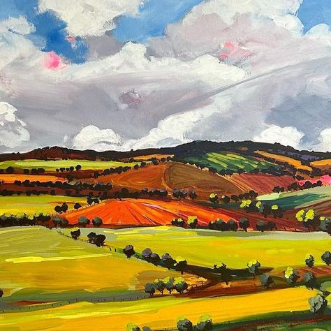 Polly Kimmorley on Instagram: "“🔴SOLD Wagga And Back” 1mx1m DM for details . . #new #landscape #landscapes #country #countrylife #canola #paddocks #wagga #australia #lovewhereyoulive #afordableart #artforwalls #artcollections #arttobuy" Plains Landscape Art, Polly Kimmorley, Australian Landscape Art, Badlands Artwork, Art Stall, Abstract Prairie Landscape, Canola Fields Painting, Frame Mockup Free, Wagga Wagga