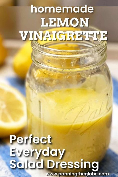 This lemon vinaigrette is easy to make and it will make your salads taste great! The bright, zesty, well-balanced flavors in this dressing taste great with a wide variety of ingredients. I've tried lots of salad dressing recipes and this is the one I keep coming back to. It's a perfect everyday salad dressing and also great for using as a marinade or to drizzle over roasted veggies and grain bowls. Diy Seasonings, Delicious Sauces, Lemon Vinaigrette Dressing, Vinaigrette Dressing Recipe, Dressing Healthy, Lemon Salad, Dijon Vinaigrette, Vinaigrette Salad, Easy Salad Dressing