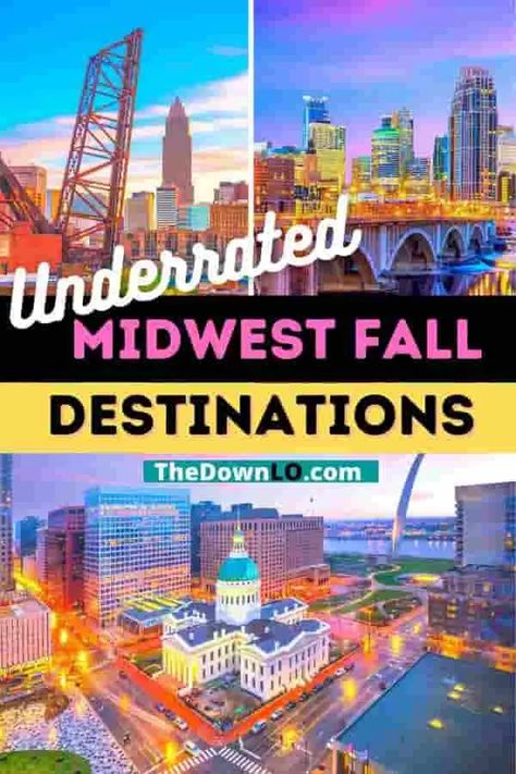 Underrated Midwest Fall Destinations. The best weekend getaways in the midwest and the best road trips around the Midwest for families, couples and fun. Beaches, cities and underrated travel destinations. #midwest #usa #travel Best Midwest Family Vacations, Midwest Bachelorette Party Destinations, Midwest Girls Weekend, Midwest Weekend Getaways, Midwest Fall, Fall Weekend Getaway, Fall Destinations, Midwest Vacations, Midwest Road Trip