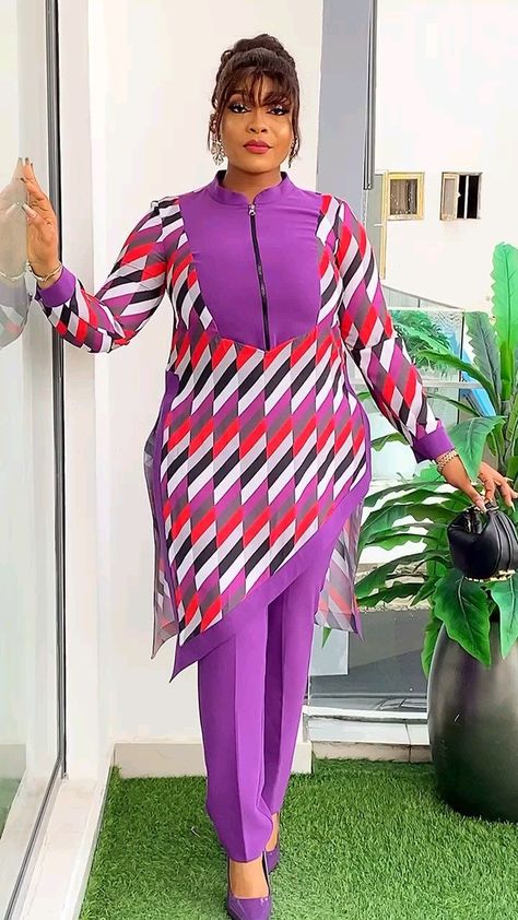 African Print Clothing For Women, Latest Ankara Trouser And Top Styles, Trouser 2 Piece, Recent Fashion Trends Outfit, Trendy Two Piece Outfit, 2piece Outfits Two Pieces, 2 Pieces Outfits For Women, Trendy Office Wear, 2 Piece Outfit Set Pants