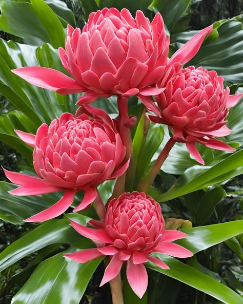 Ginger Flower Plant, Ginger Flower Tattoo, Torch Ginger Plant, Ginger Plant Flower, Cana Lily, Torch Ginger Flower, Ginger Flowers, Hawaii Pattern, Torch Ginger