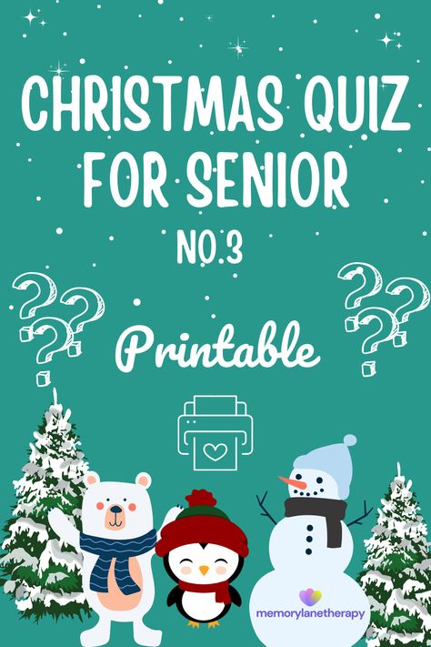 Get ready for some festive fun with "Christmas Quiz for Seniors – No 3"! 🎄🎅🧠 Challenge your minds and recall cherished holiday memories in this delightful quiz designed exclusively for seniors. Join in the joyous spirit and celebrate the season together! 🌟👵🎁 #ChristmasQuiz #SeniorsActivities #HolidayFun Christmas Activities Seniors, Christmas Party Ideas For Seniors, Holiday Games For Seniors, Christmas Senior Activities, Christmas Games For Seniors Citizens, December Activities For Seniors, Christmas Activities For Seniors, Christmas Games For Seniors, Games For Senior Citizens