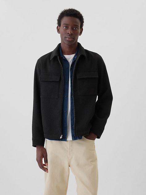 Saw this on Gap: Twill Jacket, Recycled Materials, Gap, Collar, Long Sleeve